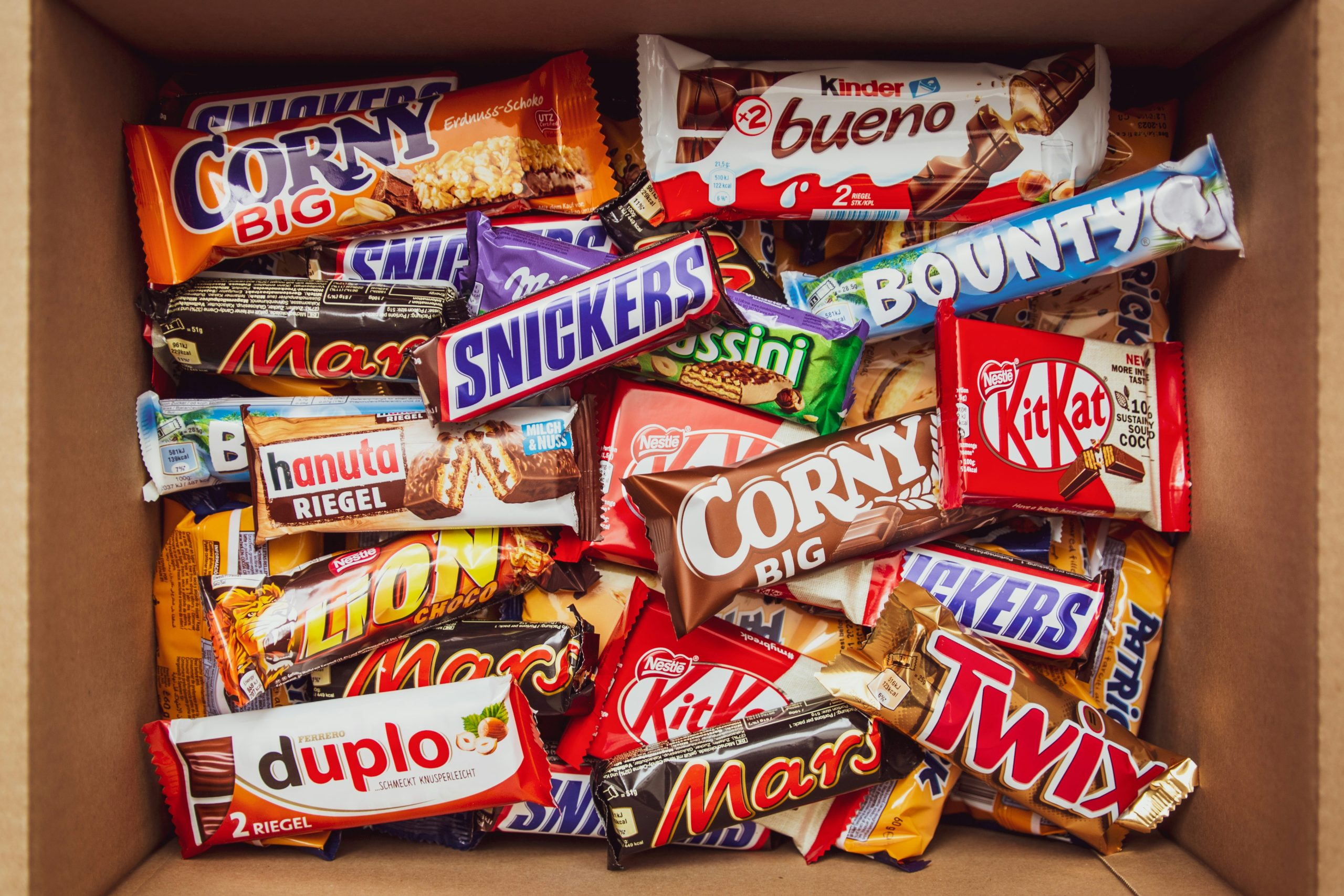 A box of sweet snacks