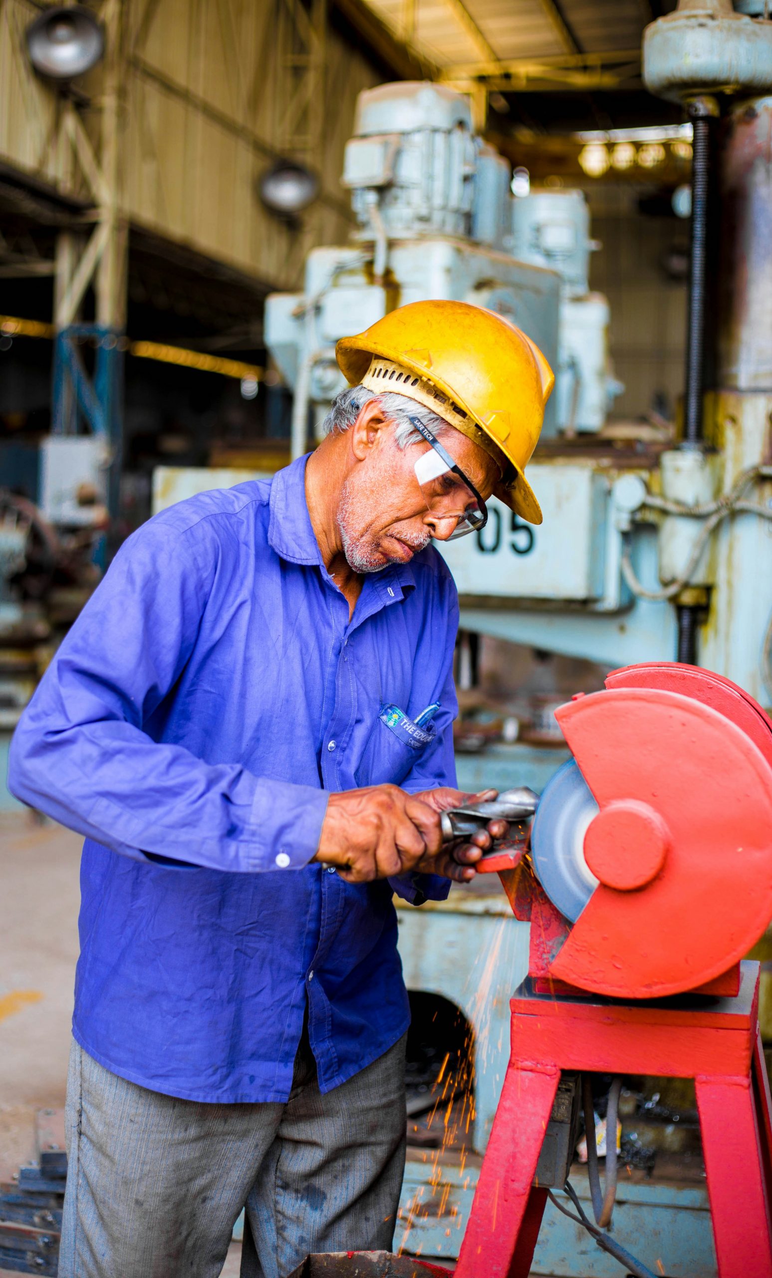 a man metalworking
