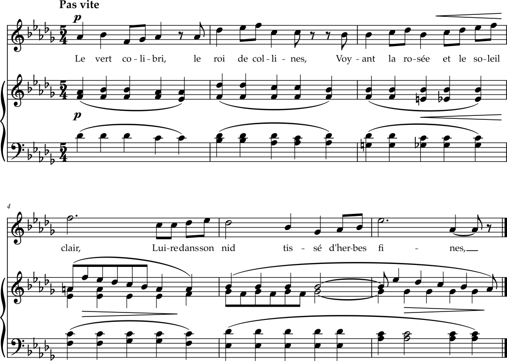 Excerpt from Ernest Chausson, "Le Colibri," Opus 2, Number 7.