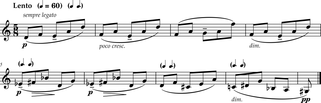 Excerpt from Sergei Rachmaninoff, Isle of the Dead, Violin 1.