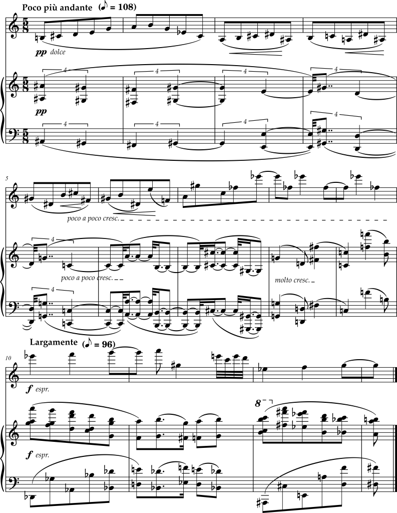 Excerpt from Béla Bartók, Violin Sonata Number 2, Movement 1.