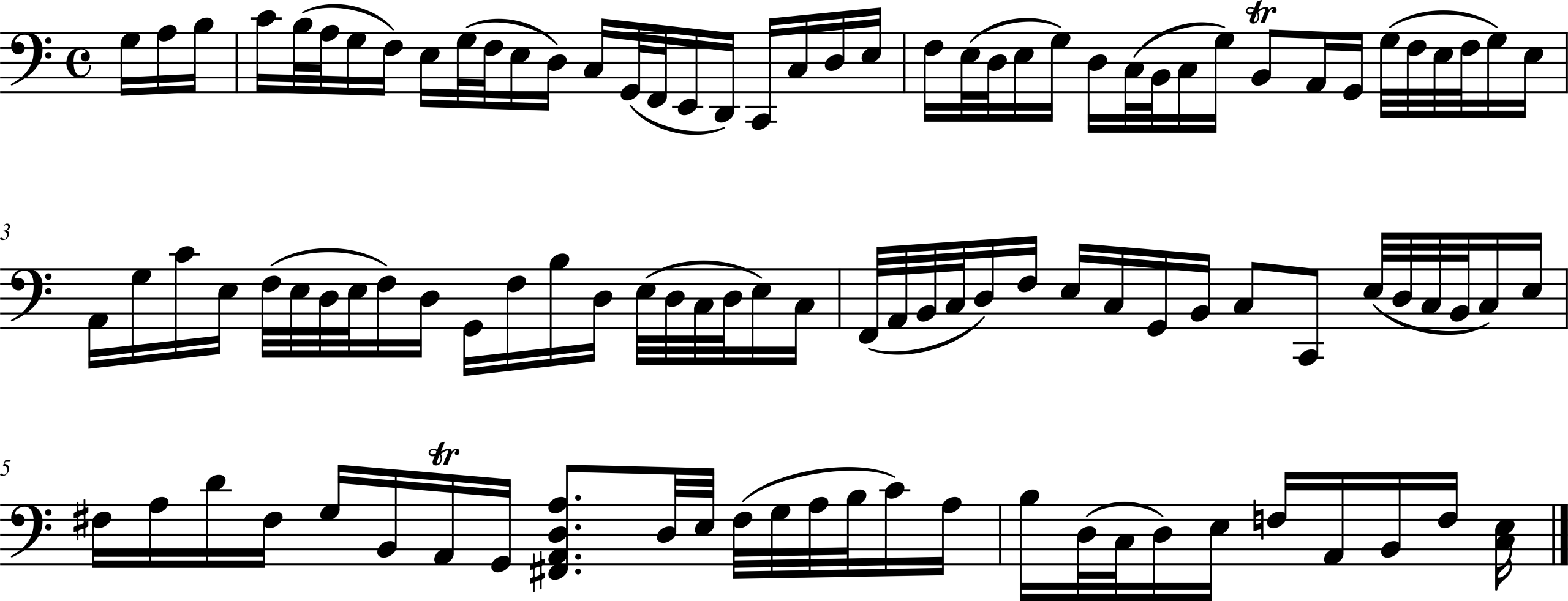 Excerpt from Johann Sebastian Bach, Cello Suite Number 3, Movement 2, Allemande