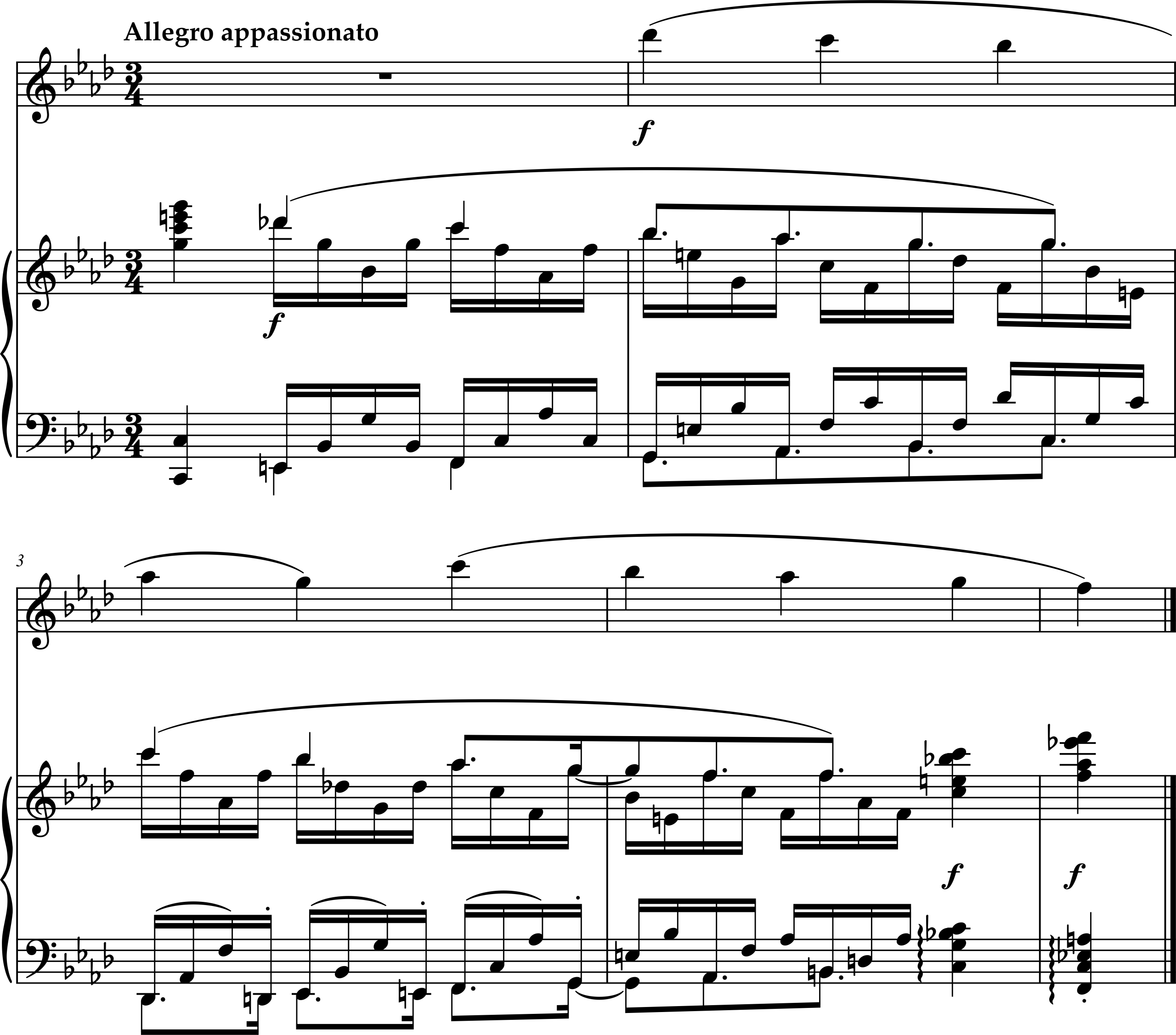 Excerpt from Johannes Brahms, Sonata Number 1 for Clarinet (or Viola) and Piano, Opus 120, Movement 1