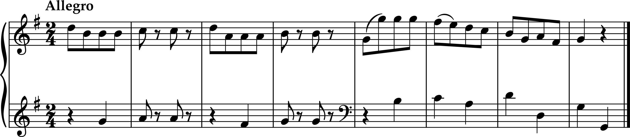 Excerpt from 120 Pieces for Aspiring Keyboardists, Number 8, Wer wollte sich mit Grillen plagen by Daniel Gottlob Türk.