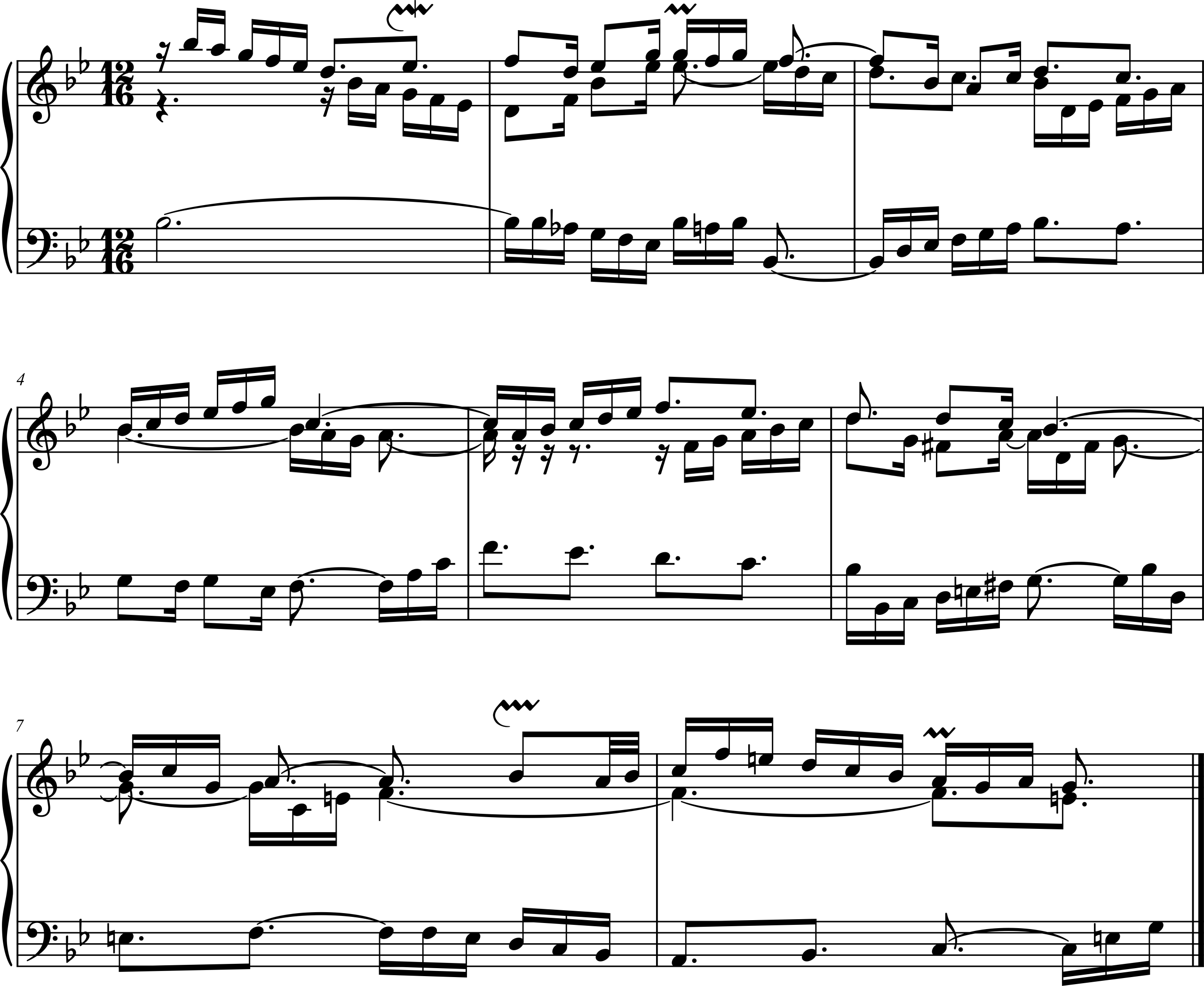 Excerpt from Johann Sebastian Bach, The Well-Tempered Clavier, Book 2, Prelude Number 21 in Bb Major