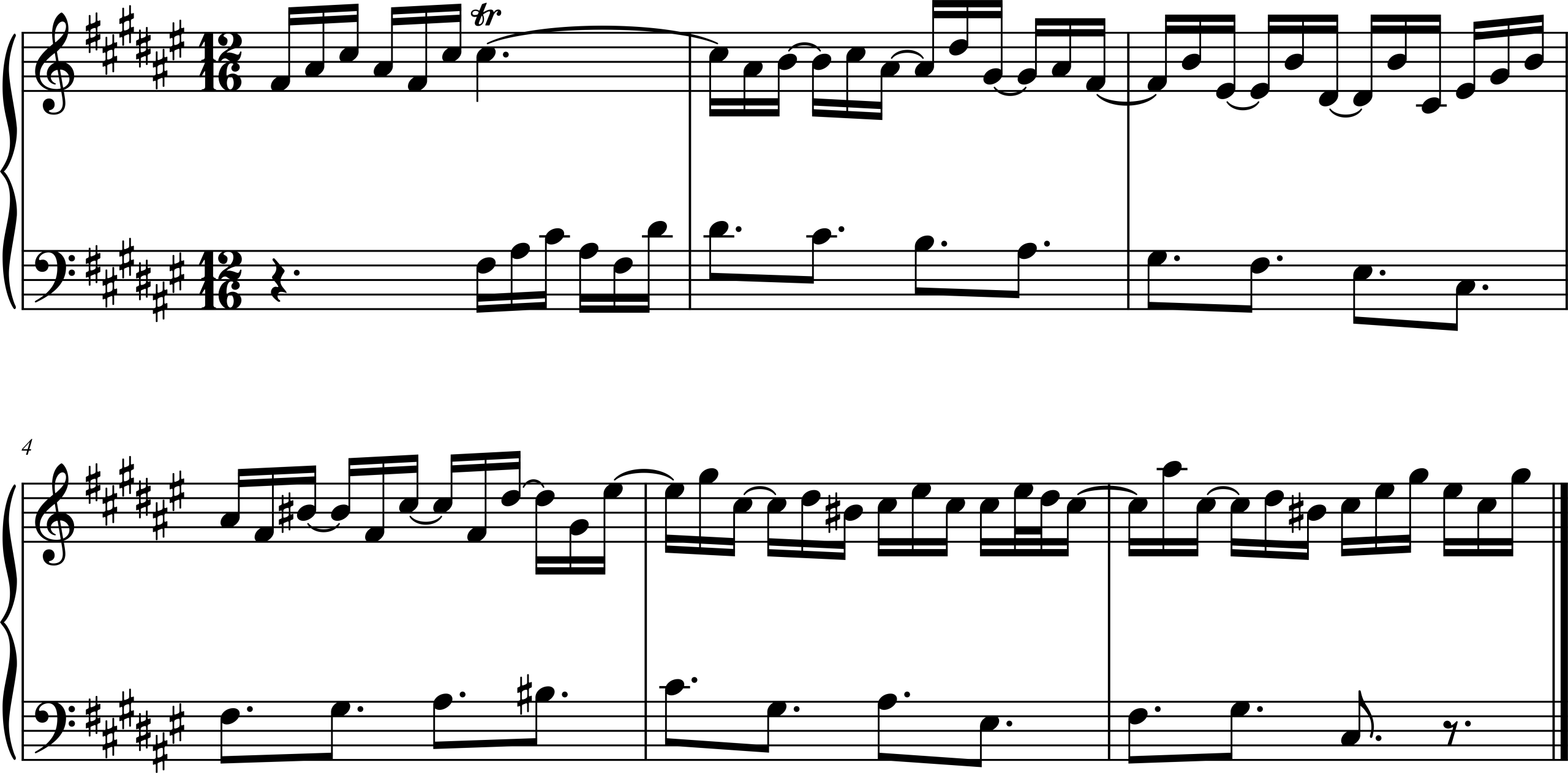 Excerpt from Johann Sebastian Bach, The Well-Tempered Clavier, Book 1, Prelude Number 13 in F# Major