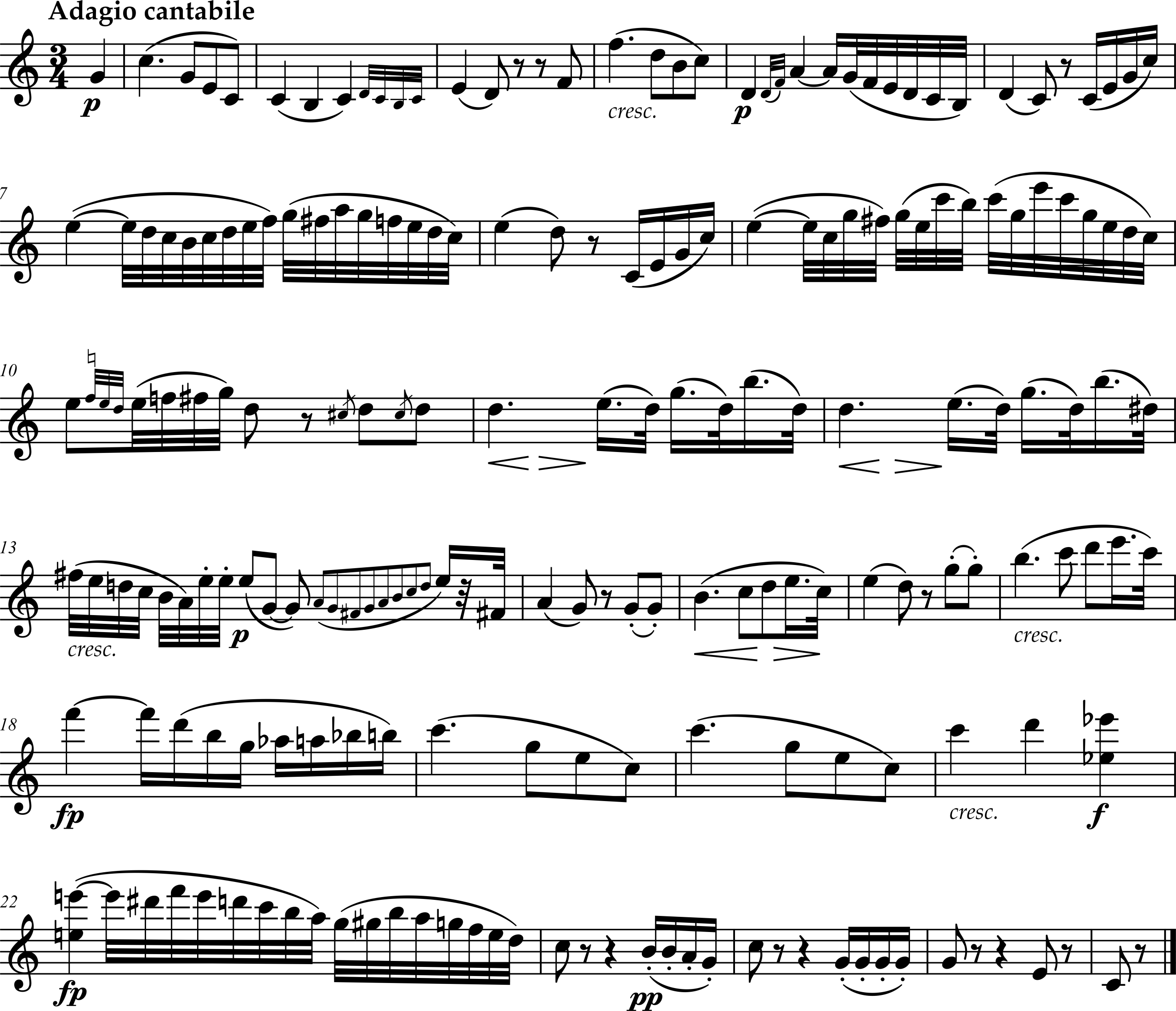Excerpt from Ludwig van Beethoven, String Quartet, Opus 18, Number 2, Movement 2