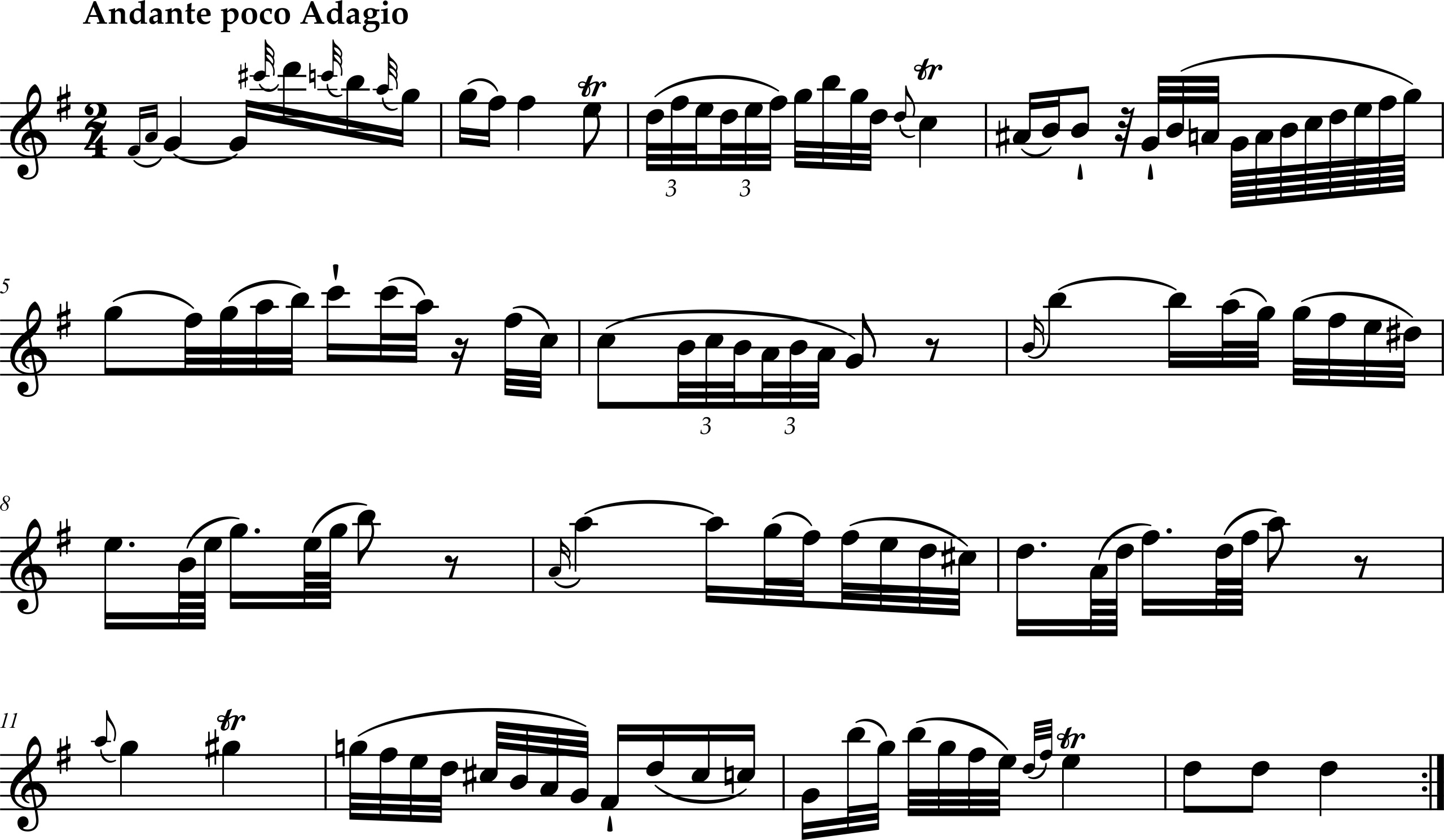 Excerpt from Wolfgang Amadeus Mozart, Violin Sonata in G Major, K. 27, Movement 1