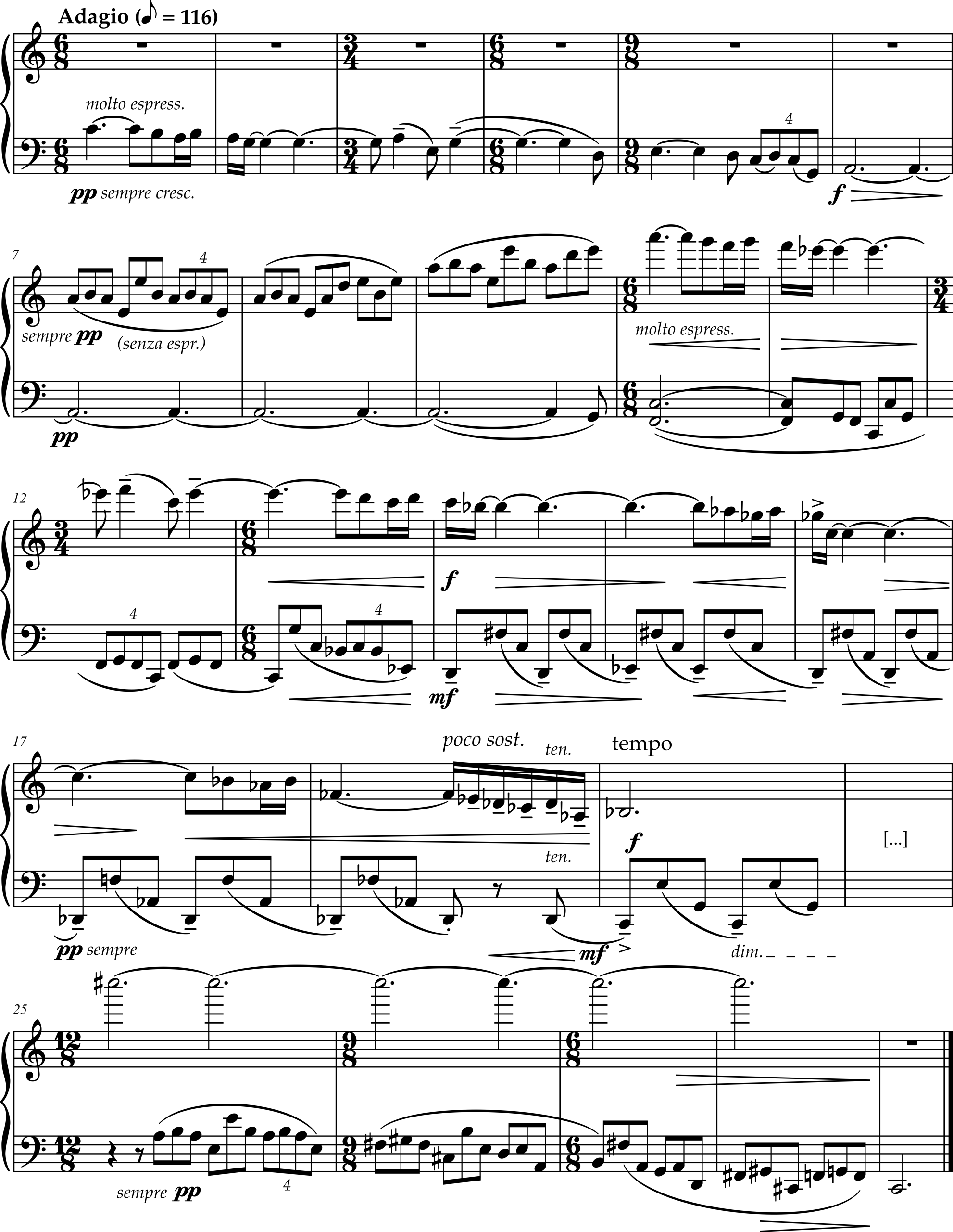 Excerpt from Zoltán Kodály, Duo for Violin and Cello, Opus 7, Movement 2