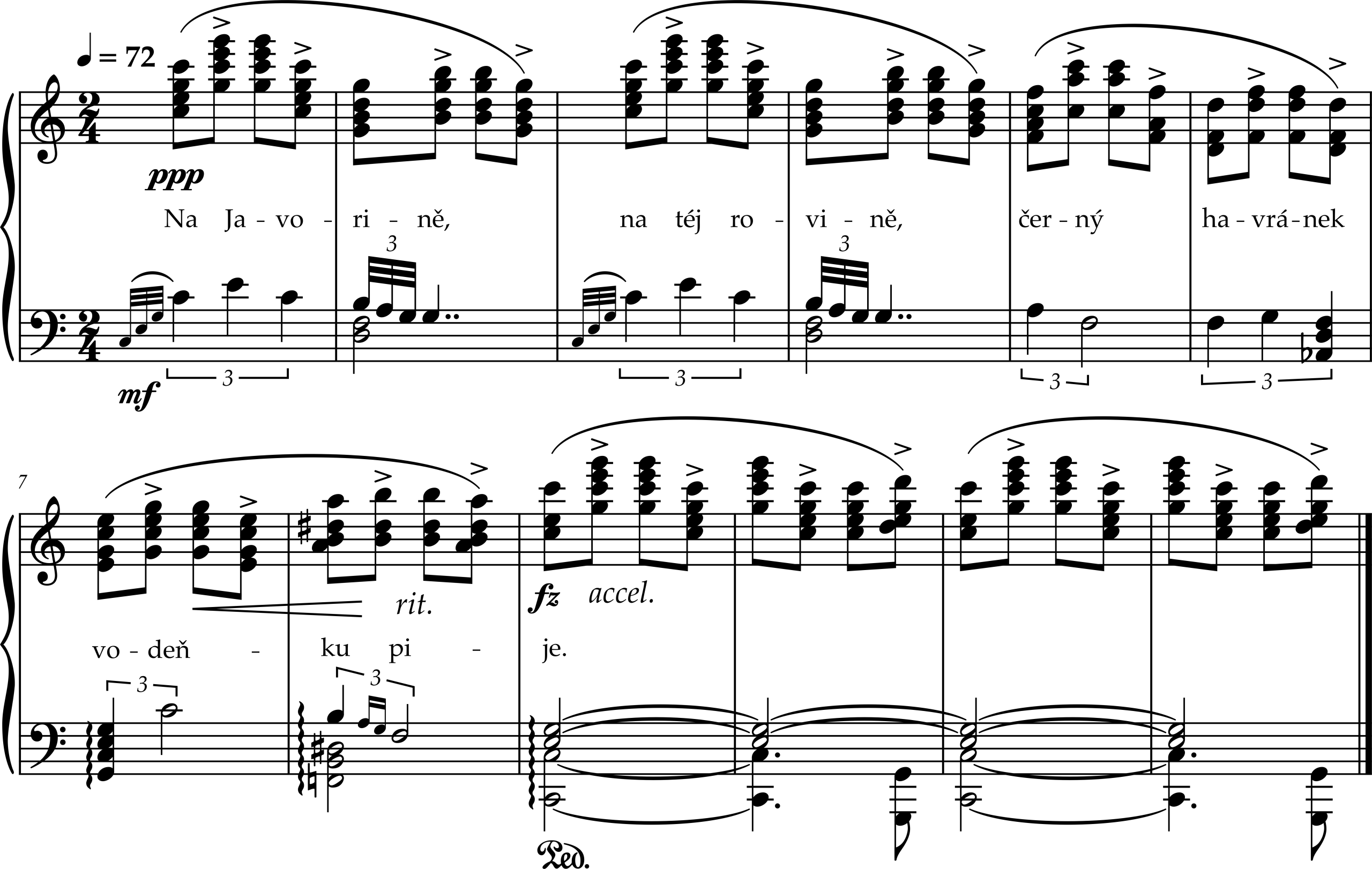 Excerpt from Leoš Janáček, Fifteen Moravian Folks Songs, Number 14