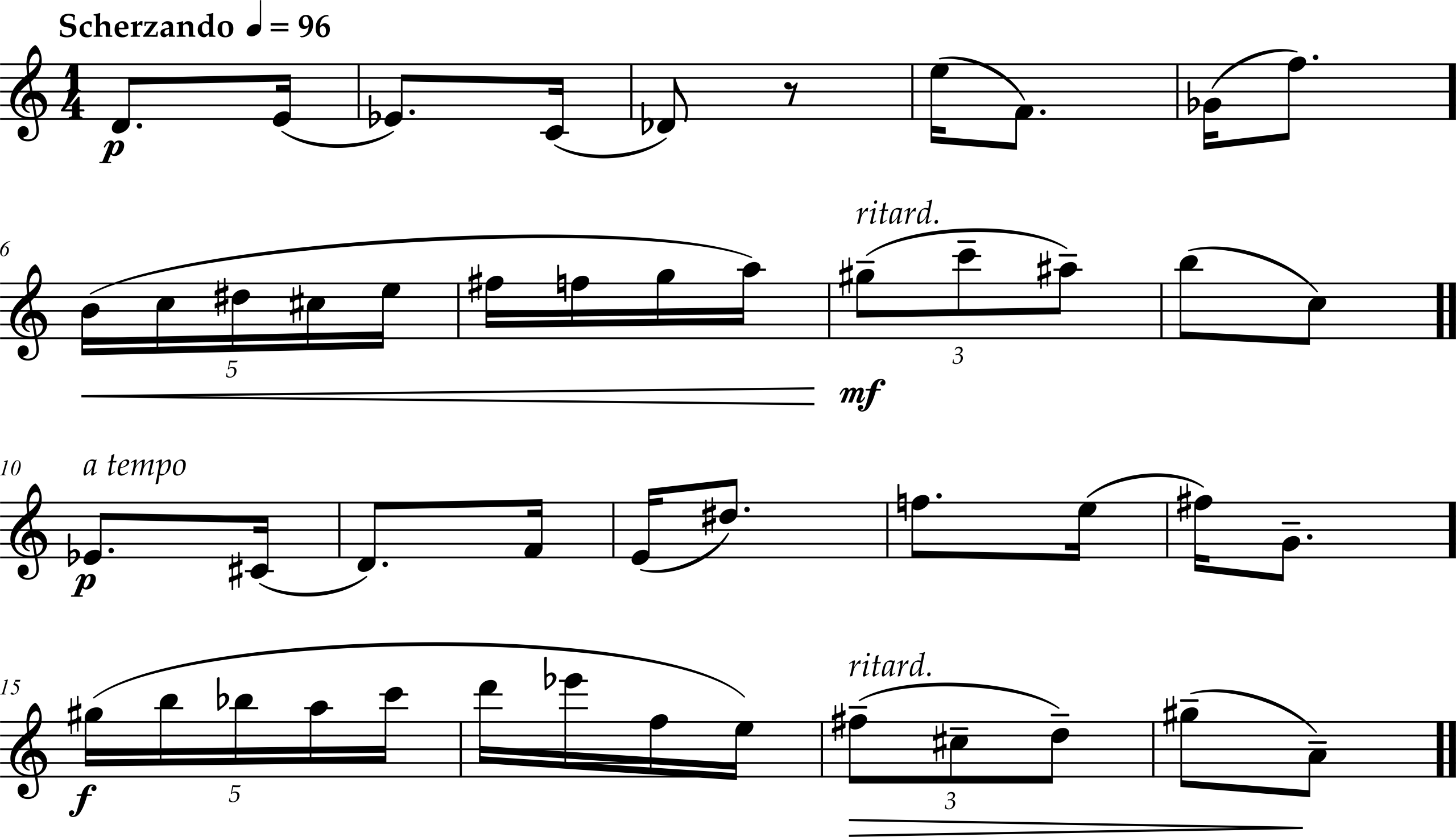 Excerpt from Ruth Crawford, Diaphonic Suite for Flute (or Oboe), Movement 1