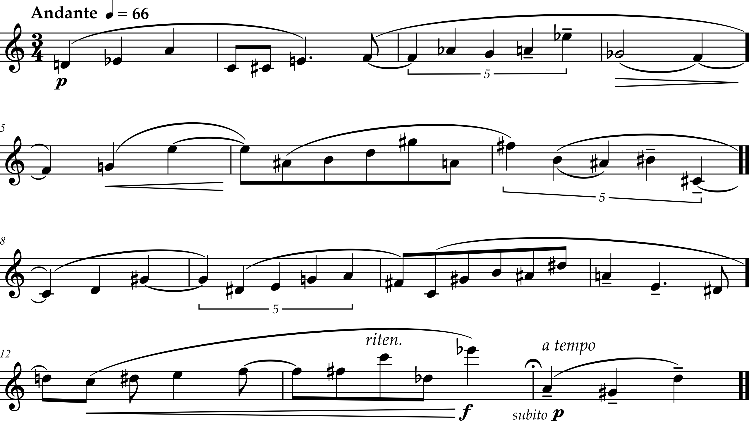 Excerpt from Ruth Crawford, Diaphonic Suite for Flute (or Oboe), Movement 2