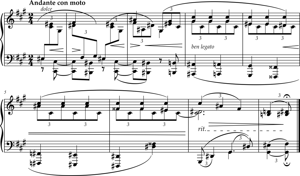 Excerpt from Johannes Brahms, Intermezzo, Opus 76, Number 6.