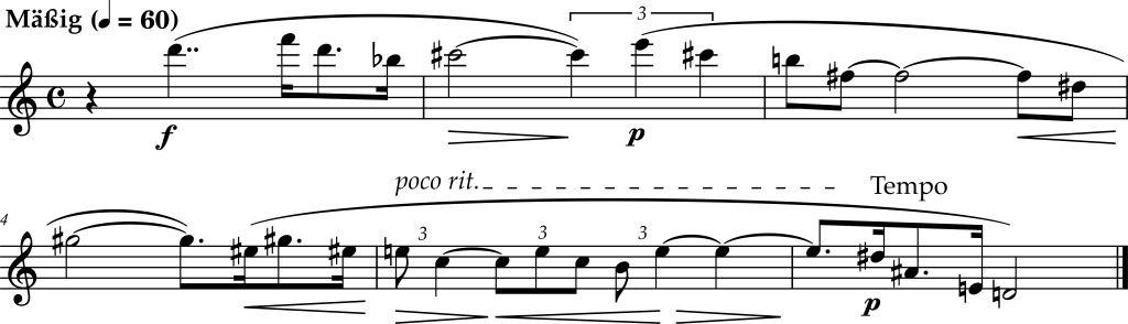 Excerpt from Arnold Schoenberg, Book of the Hanging Gardens, "Wir bevölkerten die abendüstern Lauben"