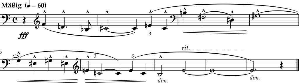Excerpt from Arnold Schoenberg, Book of the Hanging Gardens, "Wir bevölkerten die abendüstern Lauben"