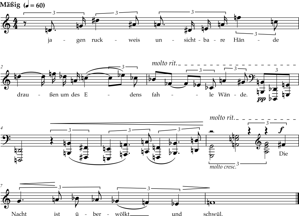Excerpt from Arnold Schoenberg, Book of the Hanging Gardens, "Wir bevölkerten die abendüstern Lauben"