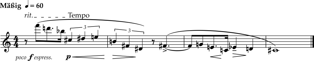 Excerpt from Arnold Schoenberg, Book of the Hanging Gardens, "Wir bevölkerten die abendüstern Lauben"