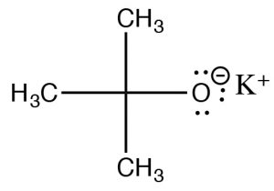 An image of Sn2 reaction of t-butanol, potasssium t-butoxide.