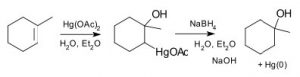 An image of mercuric acetate, sodium borohydride that can be added to H2O.