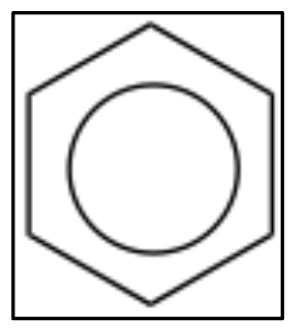 An image of Benzene written with a circle in the middle.