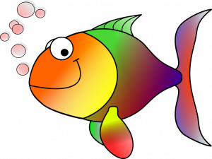 cartoon smiling rainbow fish